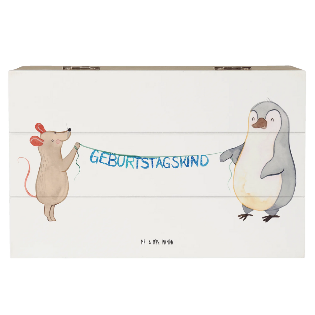Holzkiste Maus Pinguin Geburtstag Erinnerungsbox, Schatulle, XXL, Kiste, Geschenkbox, Dekokiste, Holzkiste, Schatzkiste, Aufbewahrungsbox, Truhe, Erinnerungskiste, Geschenkdose, Geburtstag, Geburtstagsgeschenk, Geschenk, Geburtstage, Maus, Pinguin, Happy Birthday, Geburtstagsfeier