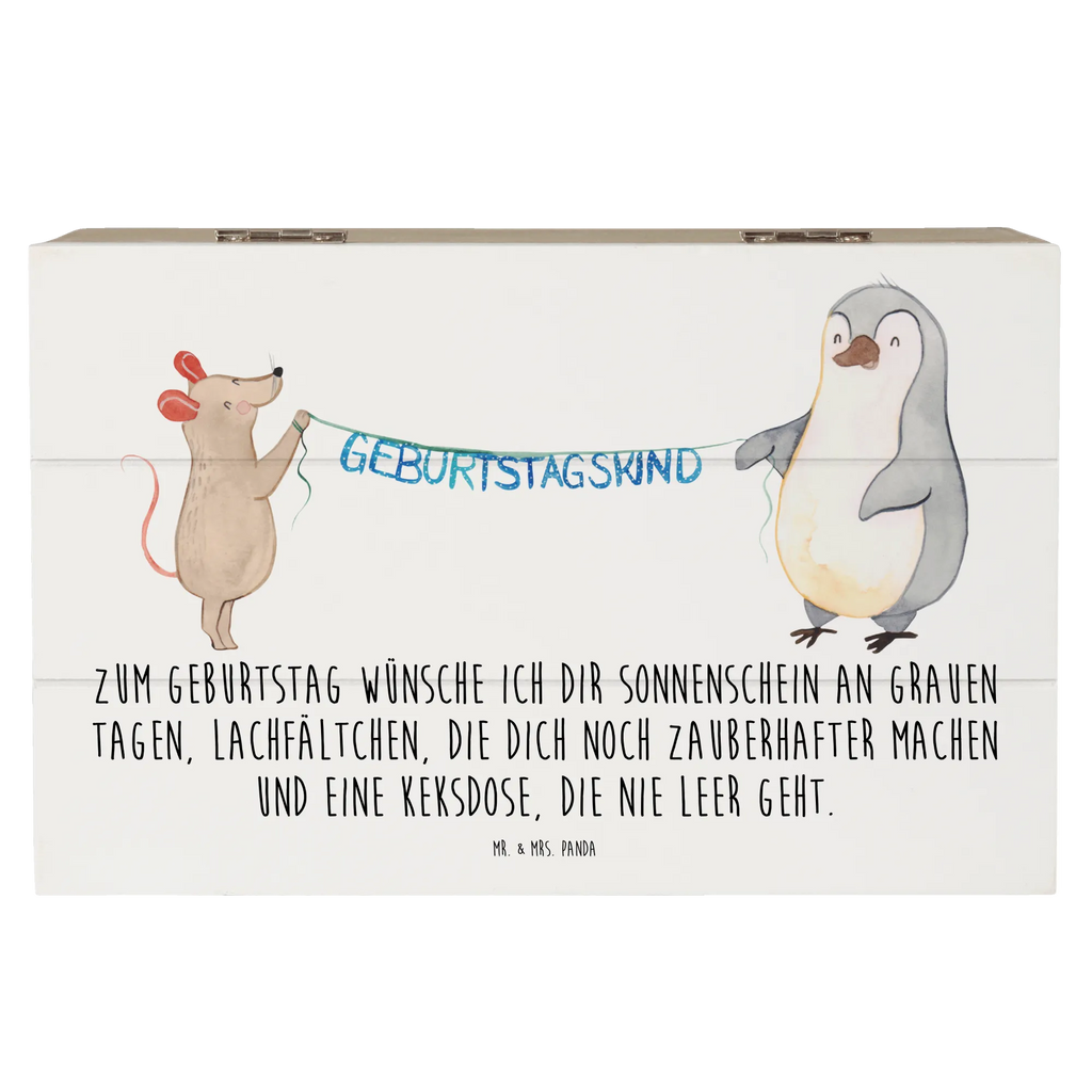 Holzkiste Maus Pinguin Geburtstag Erinnerungsbox, Schatulle, XXL, Kiste, Geschenkbox, Dekokiste, Holzkiste, Schatzkiste, Aufbewahrungsbox, Truhe, Erinnerungskiste, Geschenkdose, Geburtstag, Geburtstagsgeschenk, Geschenk, Geburtstage, Maus, Pinguin, Happy Birthday, Geburtstagsfeier