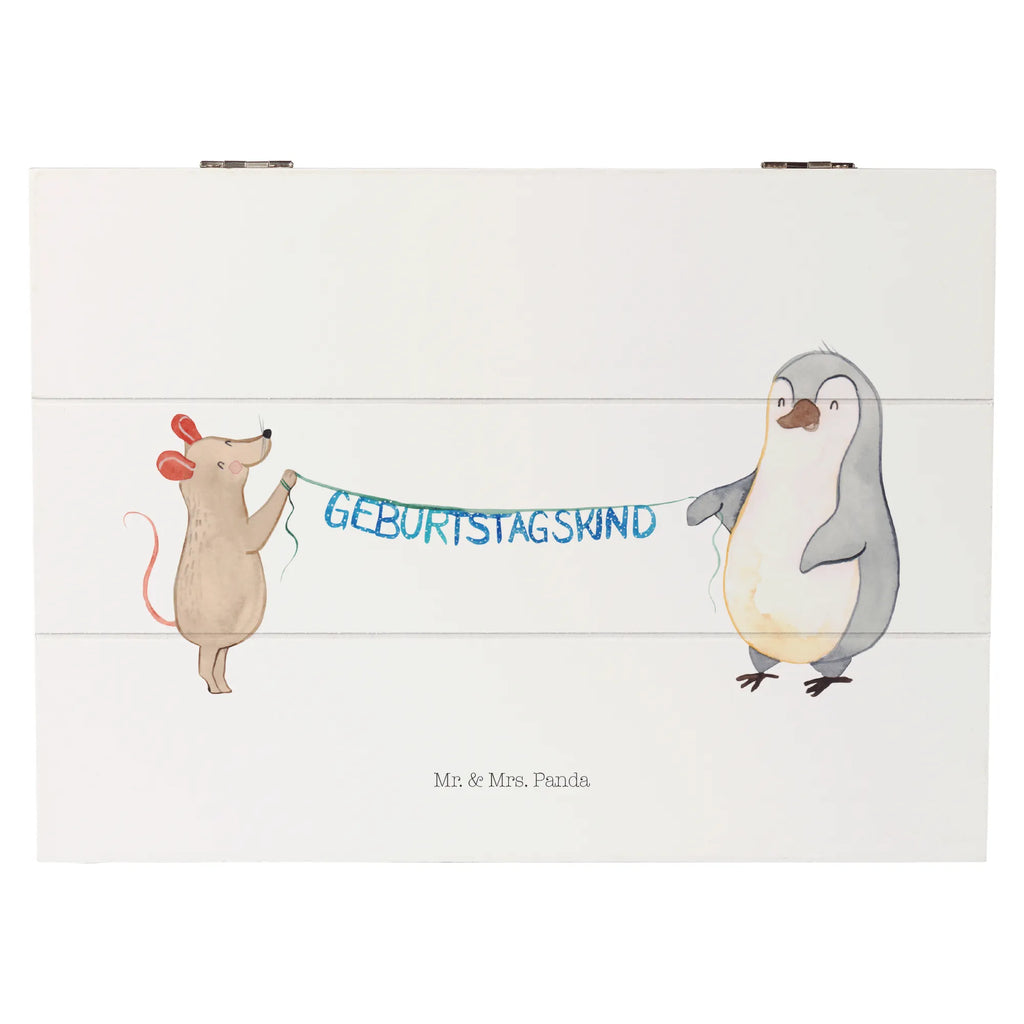 Holzkiste Maus Pinguin Geburtstag Erinnerungsbox, Schatulle, XXL, Kiste, Geschenkbox, Dekokiste, Holzkiste, Schatzkiste, Aufbewahrungsbox, Truhe, Erinnerungskiste, Geschenkdose, Geburtstag, Geburtstagsgeschenk, Geschenk, Geburtstage, Maus, Pinguin, Happy Birthday, Geburtstagsfeier