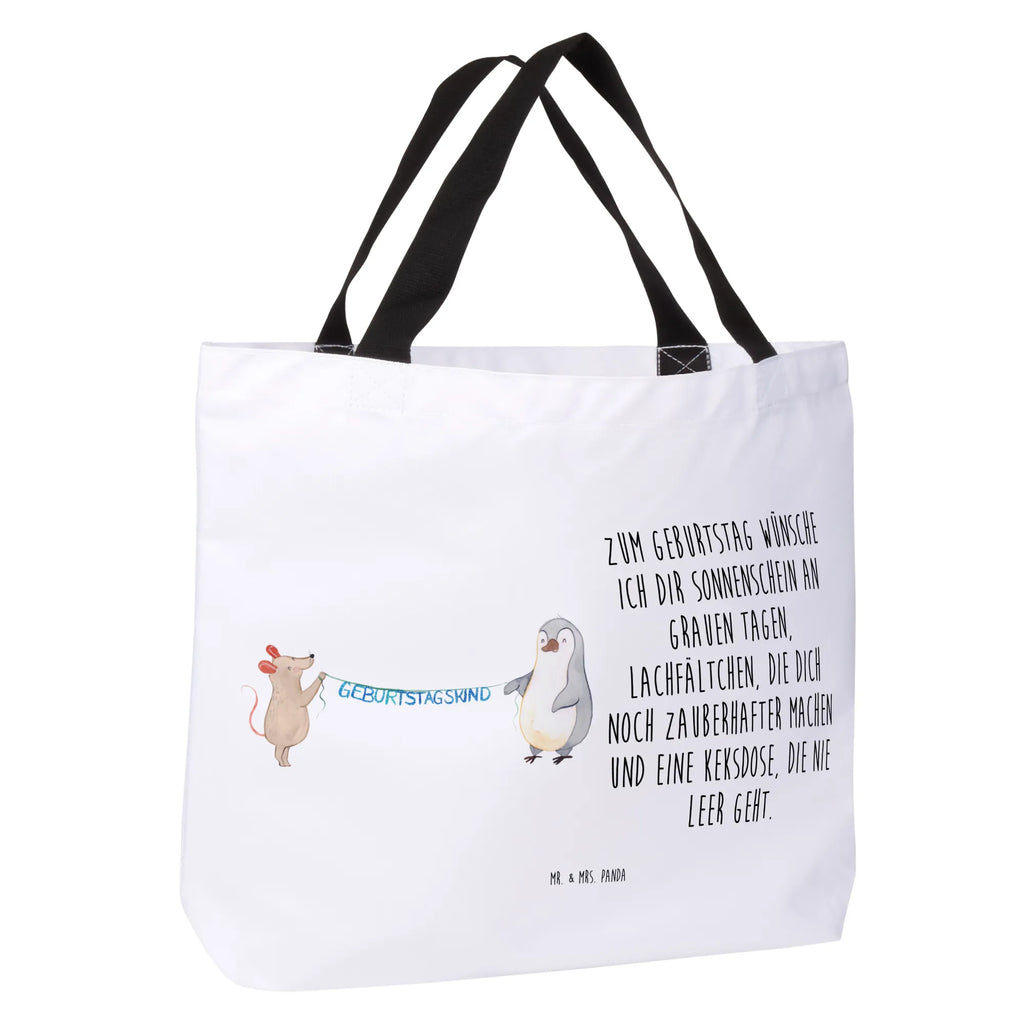 Shopper Maus Pinguin Geburtstag Einkaufsbeutel, Einkaufstasche, Schultertasche, XXL Tasche, Alltagstasche, Schulbeutel, Strandtasche, Tragebeutel, Shopper, Schultasche, Beutel, Tüte, Stofftasche, XL, Freizeittasche, Ausflug, Geschenk, Geburtstag, Geburtstagsgeschenk, Geburtstage, Happy Birthday, Pinguin, Maus, Geburtstagsfeier