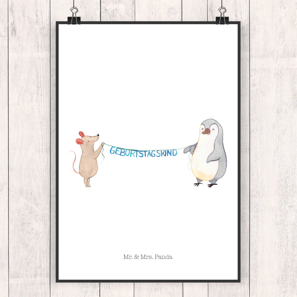 Poster Maus Pinguin Geburtstag Wandposter, Designposter, Kinderposter, Wanddekoration, Raumdekoration, Poster, Kunstdruck, Handgemaltes Poster, Wanddeko, Wanddeko Bild, Posterdruck, Bild, Mr. & Mrs. Panda Poster, Küchenposter, Geburtstag, Geburtstagsgeschenk, Geschenk, Maus, Geburtstage, Happy Birthday, Geburtstagsfeier, Pinguin