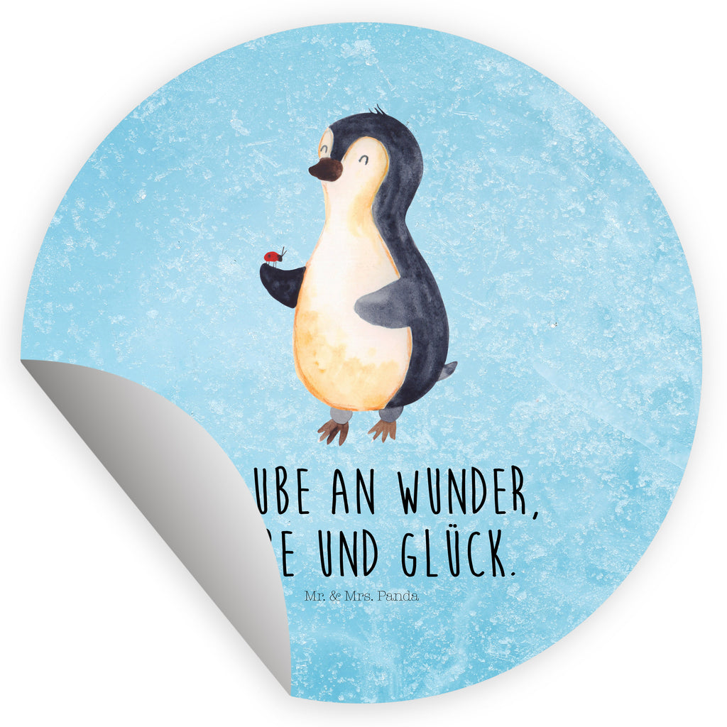 Rund Aufkleber Pinguin Marienkäfer Sticker, Aufkleber, Etikett, Pinguin, Pinguine, Marienkäfer, Liebe, Wunder, Glück, Freude, Lebensfreude