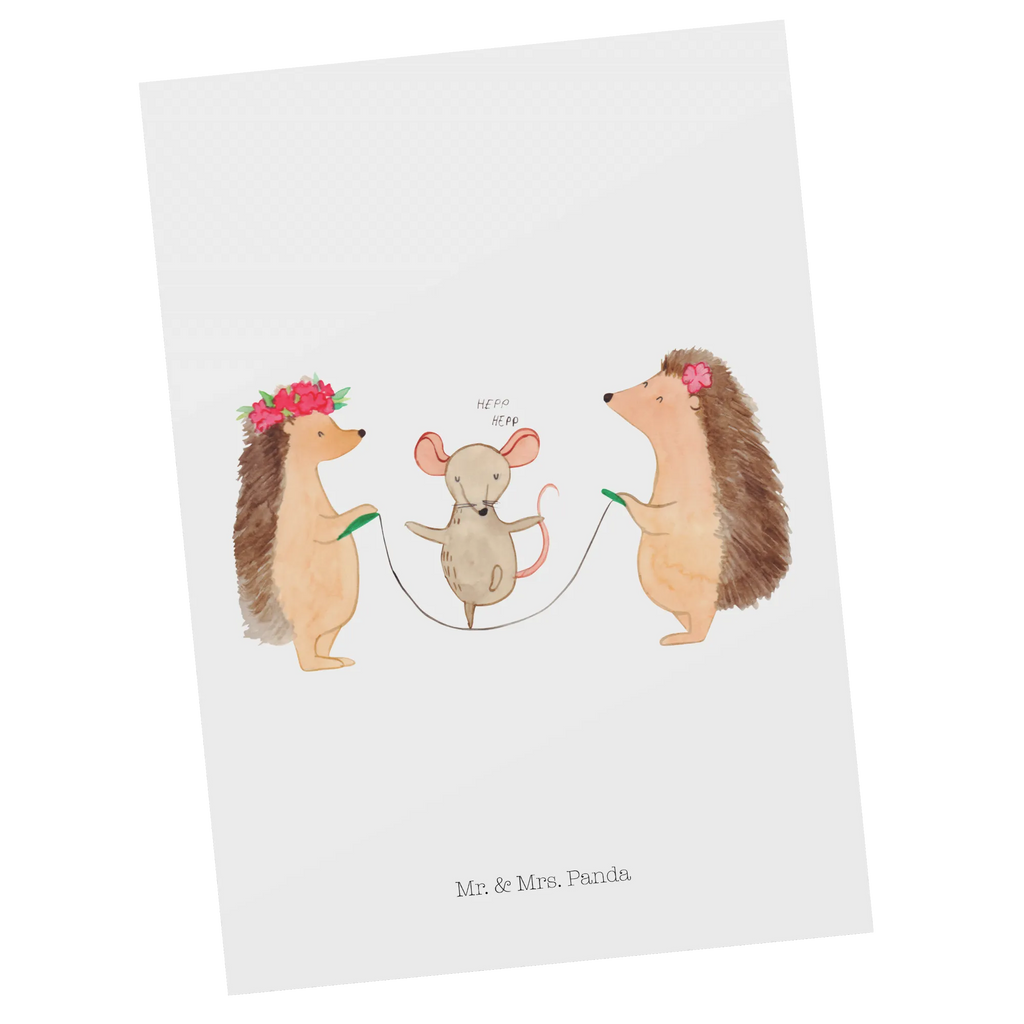 Postcard Hedgehog skipping invitation, postcards, card, invitation card, gift card, gift, letter, paper, Postcard, small animals, cute, funny, cute animal motives, hand drawn, small world, funny sayings, good mood, happy, gifts, gift ideas, special gifts, animal lover, kindergarten, mouse, rope skipping, children, hedgehog