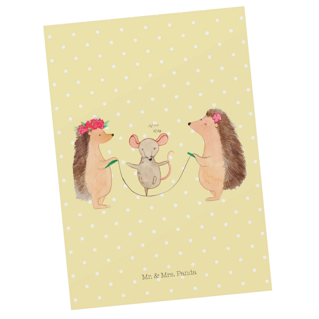 Postcard Hedgehog skipping invitation, postcards, card, invitation card, gift card, gift, letter, paper, Postcard, small animals, cute, funny, cute animal motives, hand drawn, small world, funny sayings, good mood, happy, gifts, gift ideas, special gifts, animal lover, kindergarten, mouse, rope skipping, children, hedgehog