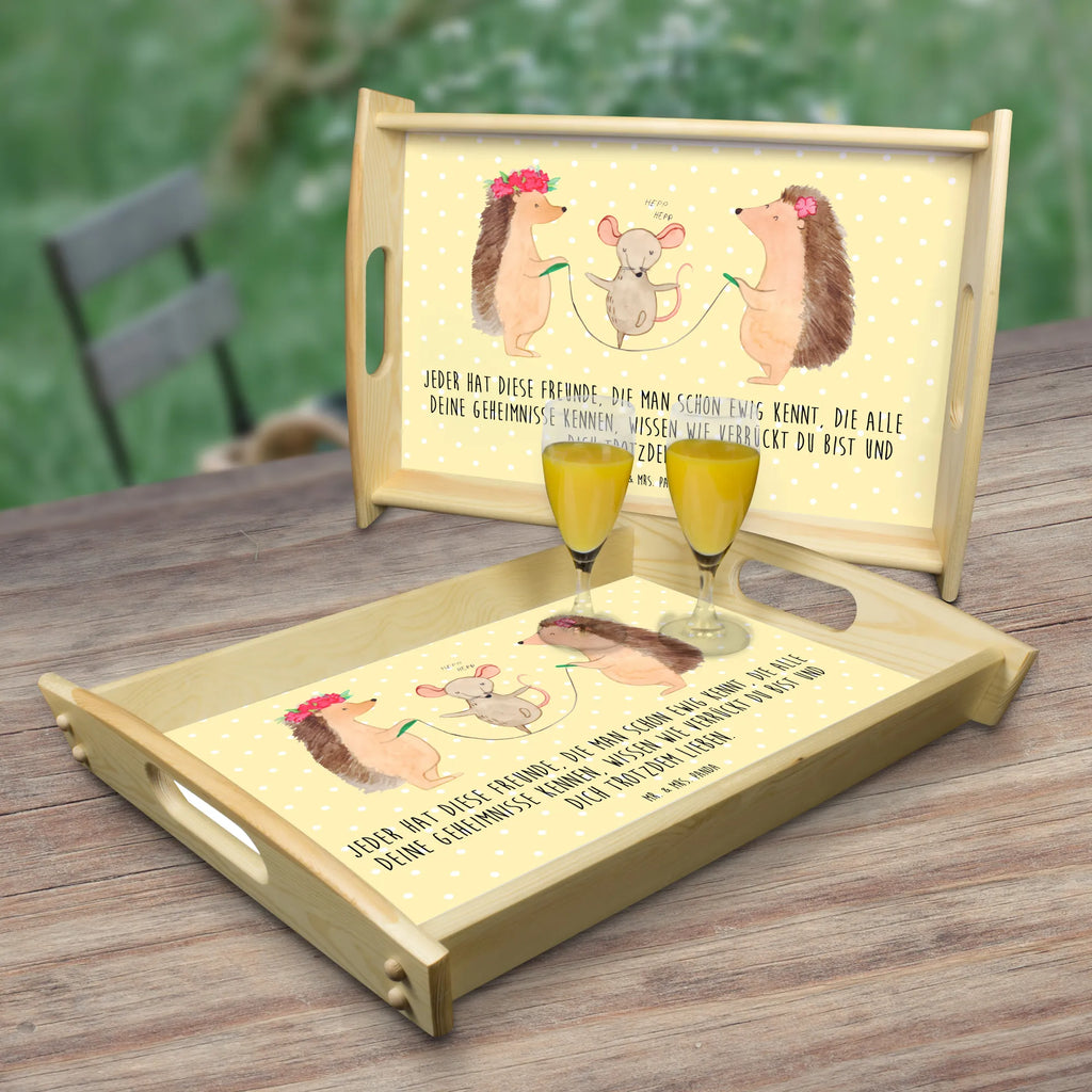 Taca serwisowa jeż Skakanie na skakance Küchentablett, Serviertablett, Tablett, Holztablett, Frühstückstablett, Dekotablett, Tiermotive, Gute Laune, lustige Sprüche, Tiere, Seilhüpfen, Igel, Maus, Seilspringen, Kindergarten, Kinder