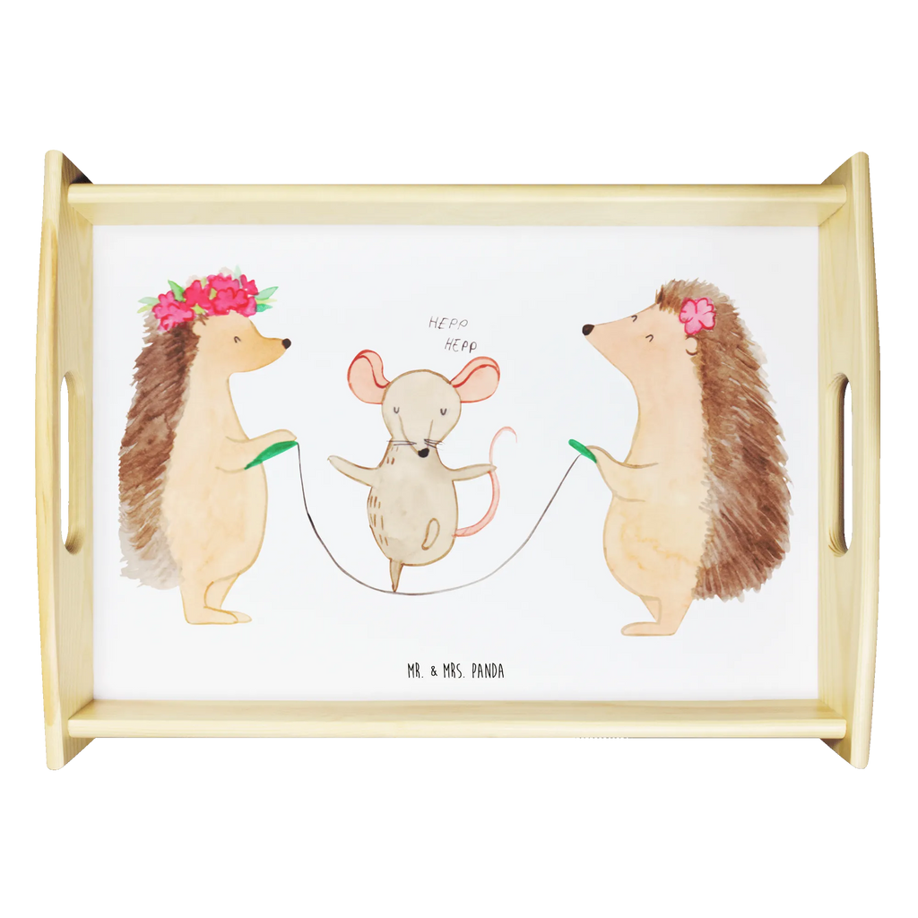 Taca serwisowa jeż Skakanie na skakance Küchentablett, Serviertablett, Tablett, Holztablett, Frühstückstablett, Dekotablett, Tiermotive, Gute Laune, lustige Sprüche, Tiere, Seilhüpfen, Igel, Maus, Seilspringen, Kindergarten, Kinder