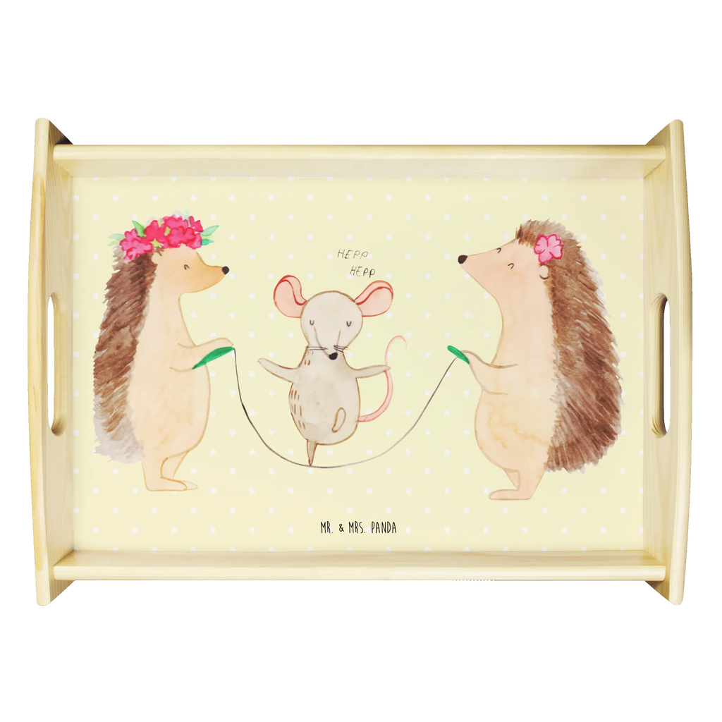 Taca serwisowa jeż Skakanie na skakance Küchentablett, Serviertablett, Tablett, Holztablett, Frühstückstablett, Dekotablett, Tiermotive, Gute Laune, lustige Sprüche, Tiere, Seilhüpfen, Igel, Maus, Seilspringen, Kindergarten, Kinder