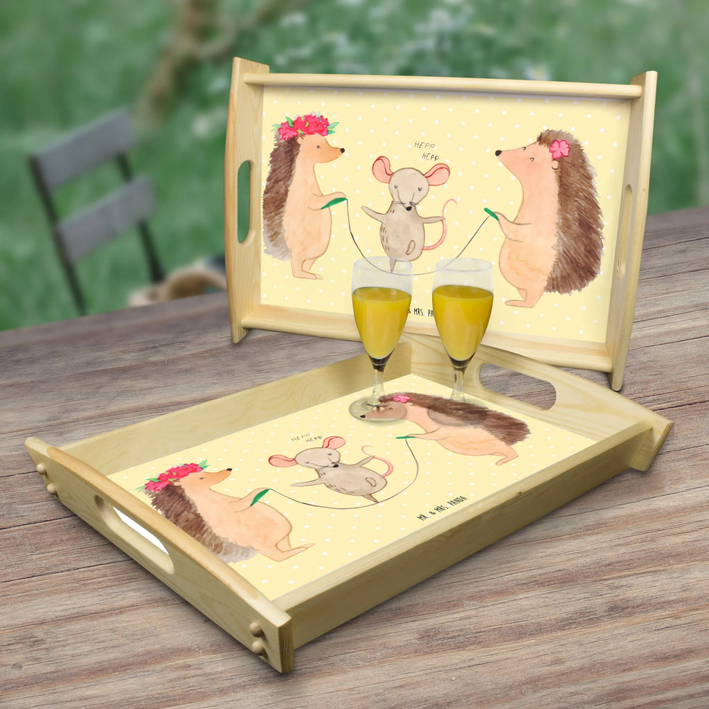 Taca serwisowa jeż Skakanie na skakance Küchentablett, Serviertablett, Tablett, Holztablett, Frühstückstablett, Dekotablett, Tiermotive, Gute Laune, lustige Sprüche, Tiere, Seilhüpfen, Igel, Maus, Seilspringen, Kindergarten, Kinder