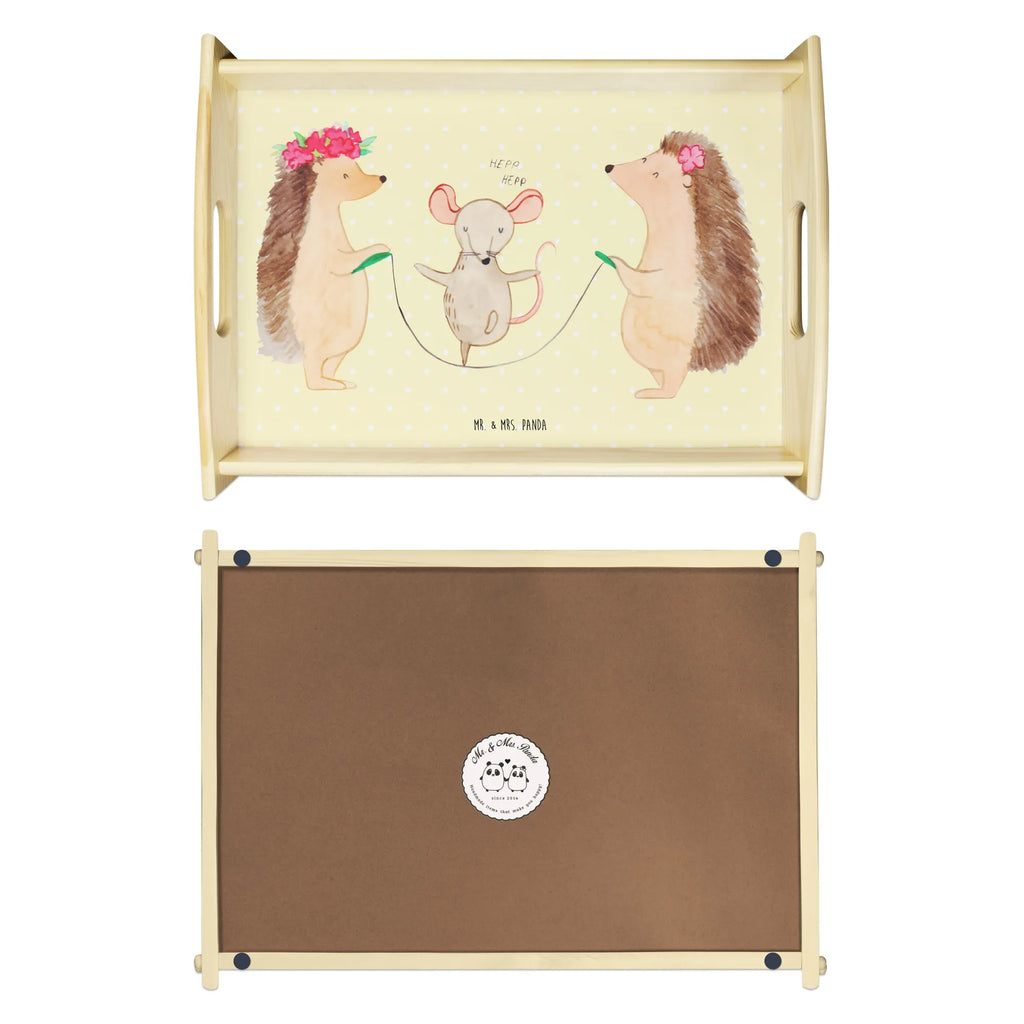 Taca serwisowa jeż Skakanie na skakance Küchentablett, Serviertablett, Tablett, Holztablett, Frühstückstablett, Dekotablett, Tiermotive, Gute Laune, lustige Sprüche, Tiere, Seilhüpfen, Igel, Maus, Seilspringen, Kindergarten, Kinder