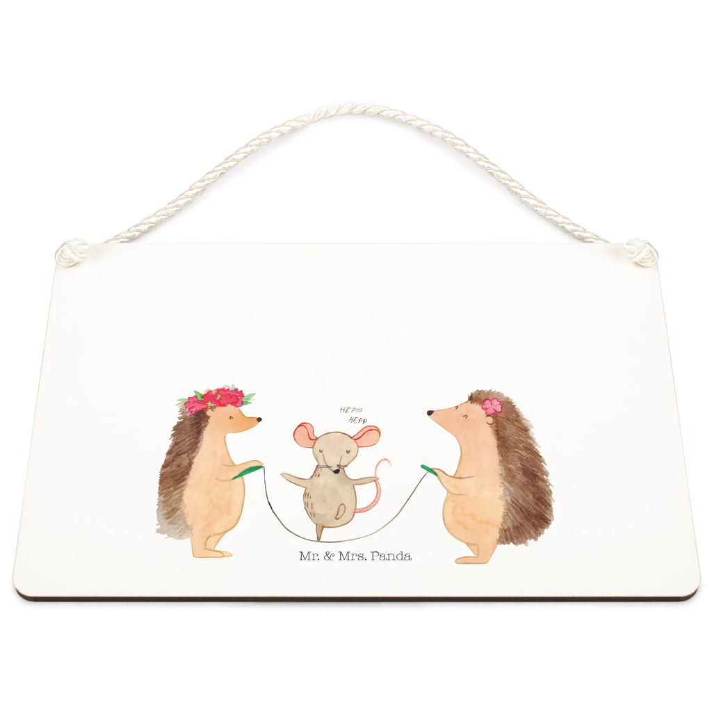 Decorative sign Hedgehog skipping small animals, cute, funny, cute animal motives, hand drawn, small world, funny sayings, good mood, happy, gifts, gift ideas, special gifts, animal lover, card, rope skipping, children, kindergarten, mouse, hedgehog