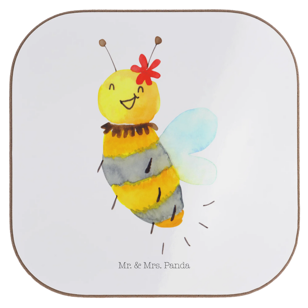 Square coaster bee flower gift, party, Coasters, presents, glass coasters, breakfast, gifts, Bee, wasp, bumblebee