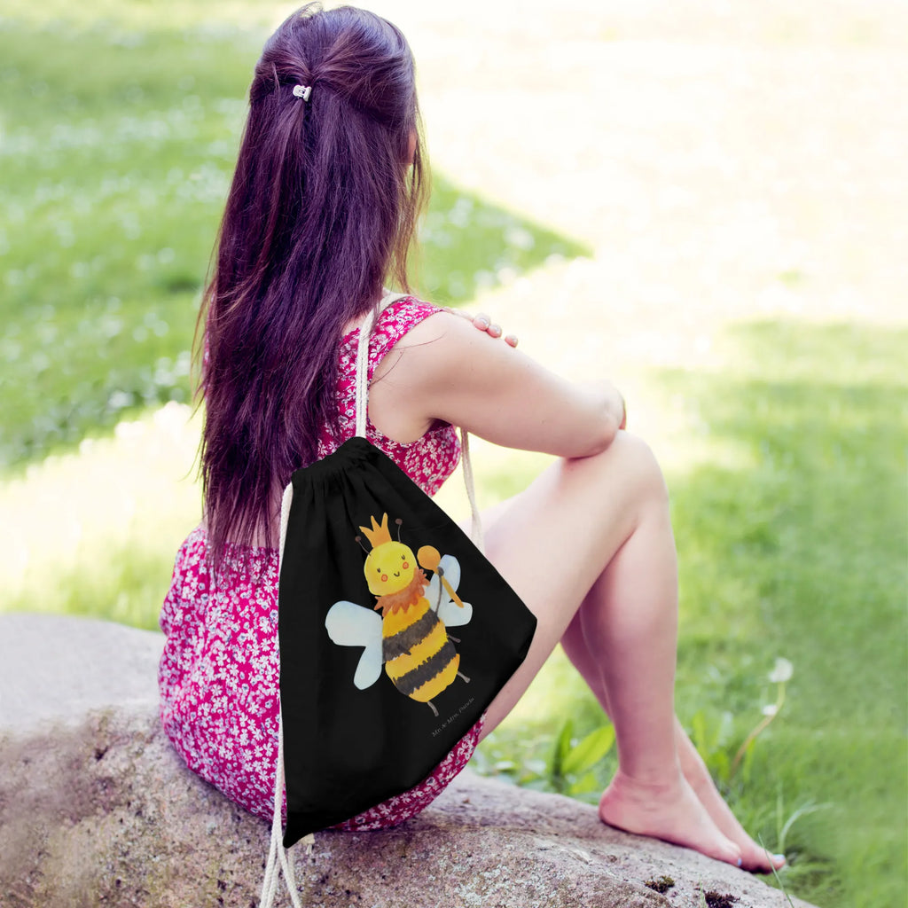 Drawstring bag bee king jute bag, bag, carrier bag, sports bag, gym bag, hipster, Bee, wasp, bumblebee