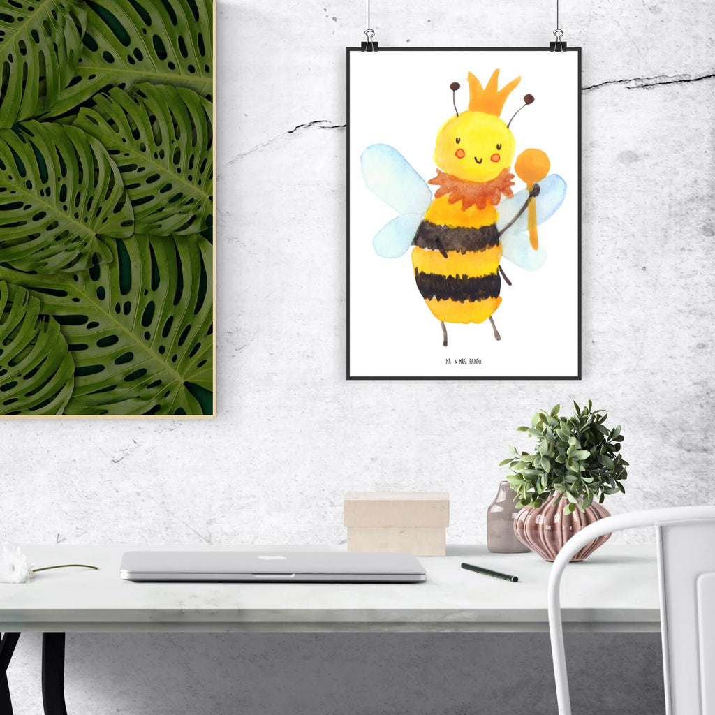 Poster bee king Posterdruck, Wandposter, Mr. & Mrs. Panda Poster, Wanddeko, Raumdekoration, Wanddeko Bild, Kunstdruck, Handgemaltes Poster, Küchenposter, Bild, Designposter, Wanddekoration, Poster, Kinderposter, Biene, Wespe, Hummel
