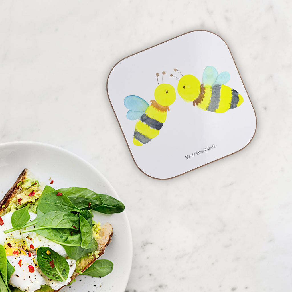 Square coaster bee Love presents, party, gifts, breakfast, gift, Coasters, glass coasters, Bee, wasp, bumblebee