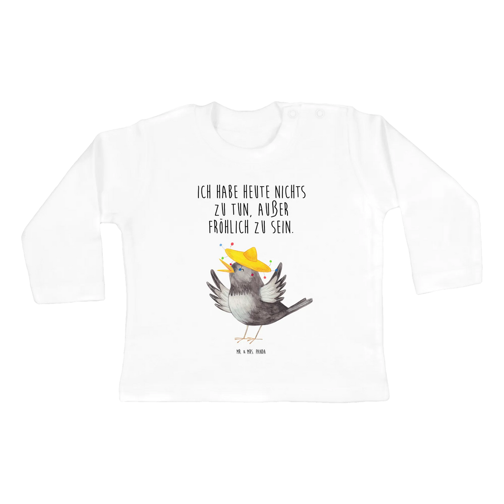 Baby Longsleeve Rabe mit Sombrero Langarm, Mädchen, Bio, Baby, Jungen, Kleidung, Tiermotive, Gute Laune, lustige Sprüche, Tiere, froh, Rabe, Spruch positiv, Glück Spruch, Elster, Vogel, fröhlich sein, glücklich sein, Vögel, Motivation