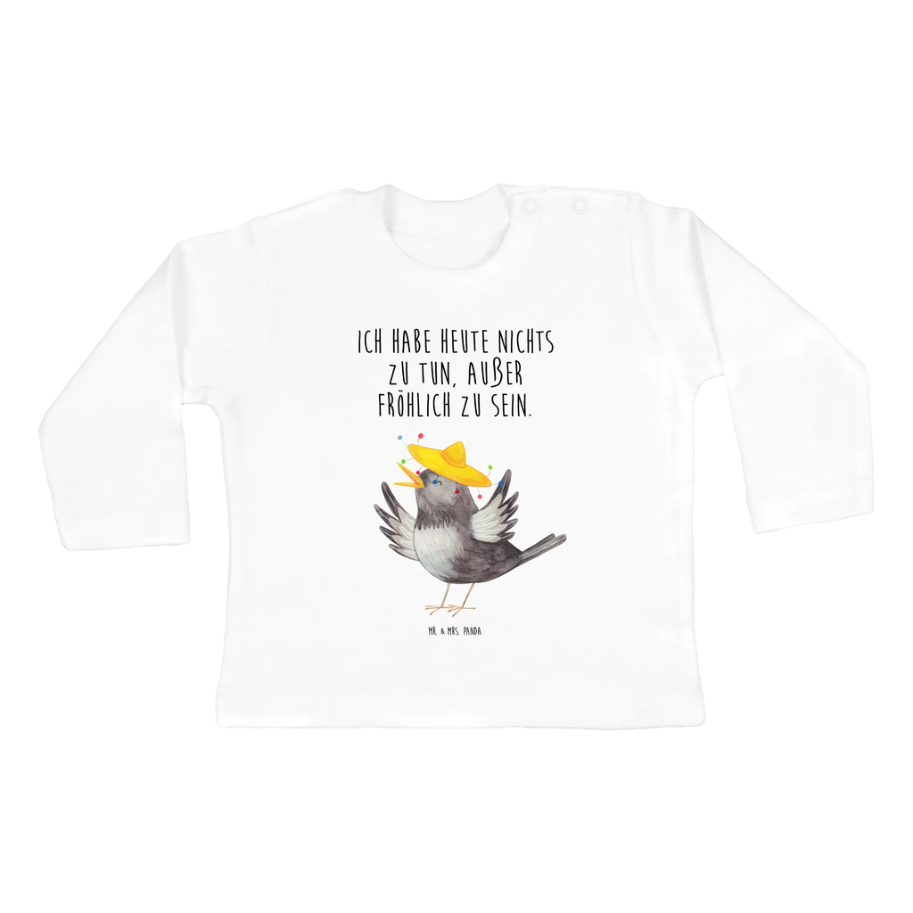 Baby Longsleeve Rabe mit Sombrero Langarm, Mädchen, Bio, Baby, Jungen, Kleidung, Tiermotive, Gute Laune, lustige Sprüche, Tiere, froh, Rabe, Spruch positiv, Glück Spruch, Elster, Vogel, fröhlich sein, glücklich sein, Vögel, Motivation