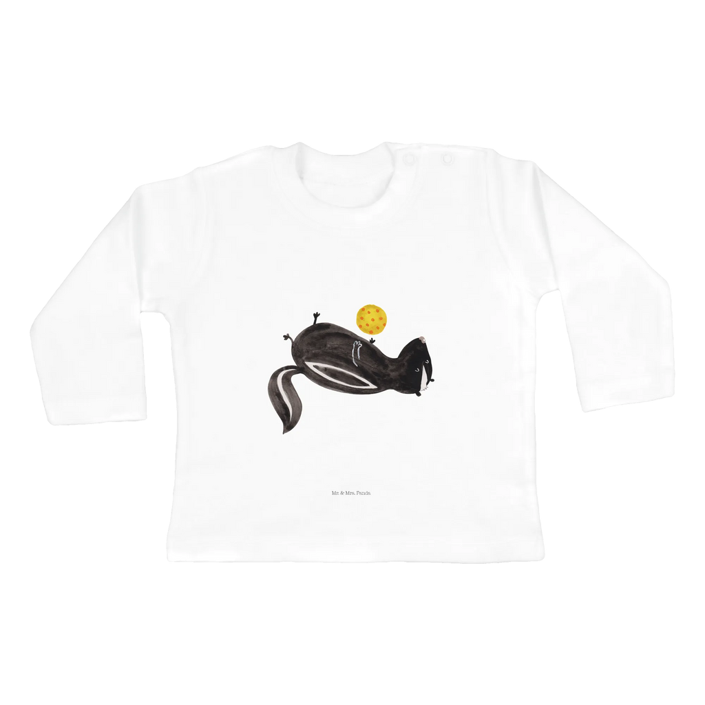 Baby long-sleeve skunk ball Bio, Kleidung, Langarm, Baby Shower, Skunk, Stinktier, Stinker, Stinki, Verspielt, Wildtier, Raubtier, Weisheit