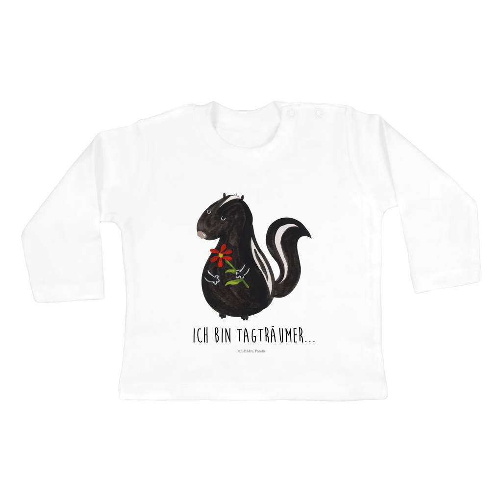 Baby Longsleeve Stinktier Blume Bio, Kleidung, Baby Shower, Langarm, Skunk, Stinktier, Wildtier, Verträumt, Stinki, Tagträumer, Stinker, Dreams, Träume, Raubtier