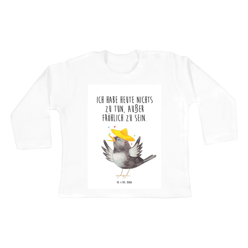 Baby Longsleeve Rabe mit Sombrero Langarm, Mädchen, Bio, Baby, Jungen, Kleidung, Tiermotive, Gute Laune, lustige Sprüche, Tiere, froh, Rabe, Spruch positiv, Glück Spruch, Elster, Vogel, fröhlich sein, glücklich sein, Vögel, Motivation