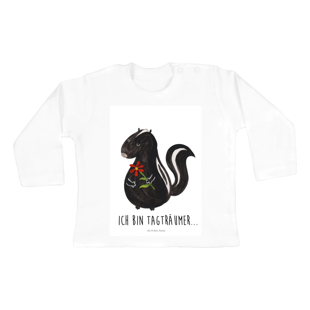 Baby Longsleeve Stinktier Blume Bio, Kleidung, Baby Shower, Langarm, Skunk, Stinktier, Wildtier, Verträumt, Stinki, Tagträumer, Stinker, Dreams, Träume, Raubtier