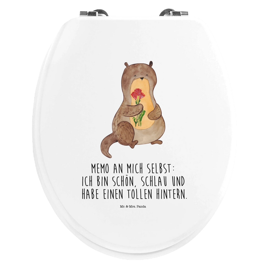 Motiv WC Sitz Otter Blumenstrauß Toilettendeckel, Klobrille, Toilette, WC-Sitz, Klodeckel, Otter, Fischotter, Seeotter, Otter Seeotter See Otter