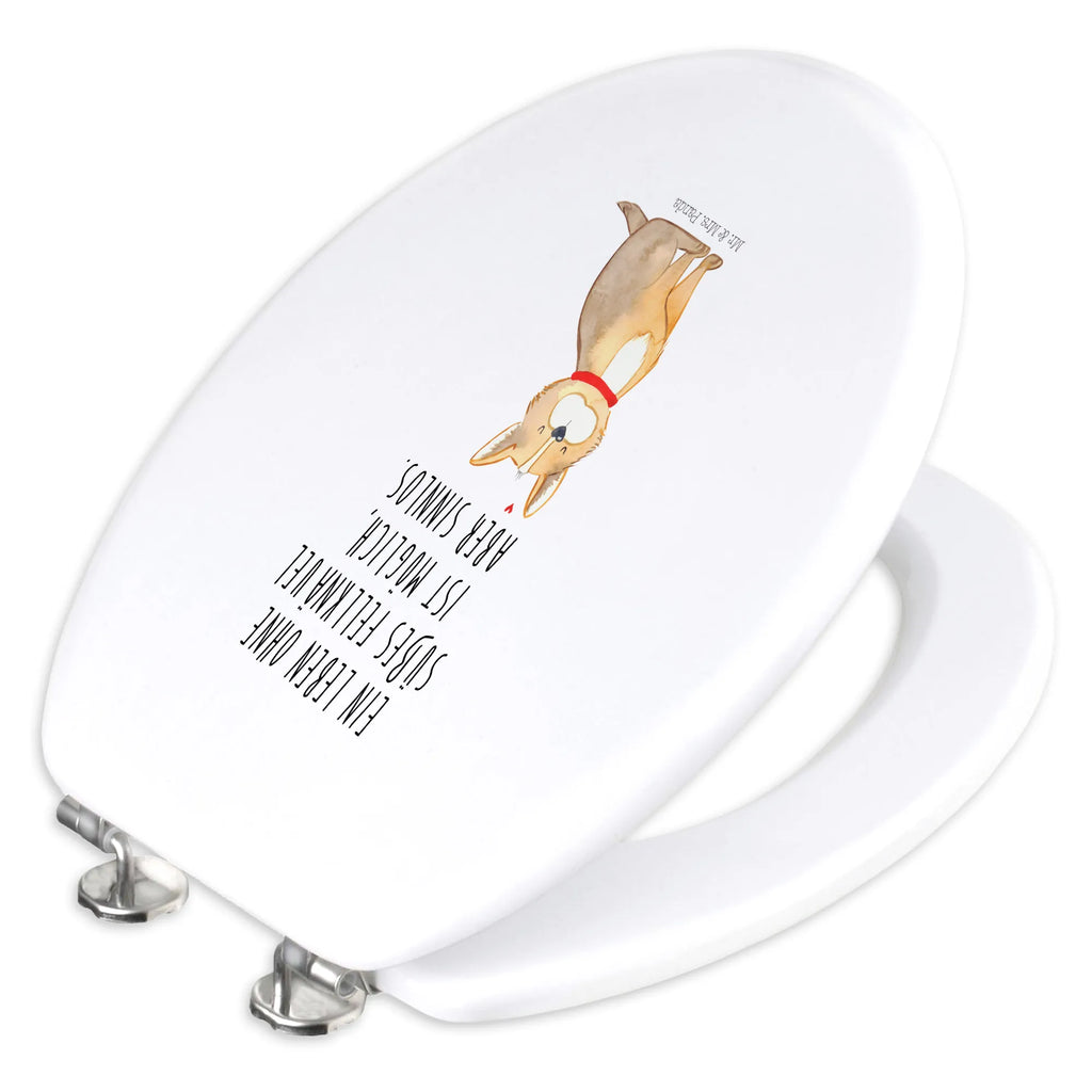 Motiv WC Sitz Hund Glück Klodeckel, Klobrille, WC-Sitz, Toilettendeckel, Toilette, Hund, Hundemotiv, Haustier, Hunderasse, Tierliebhaber, Hundebesitzer, Sprüche, Hundeliebe, Corgie, Hundemama, Spruch, Liebe