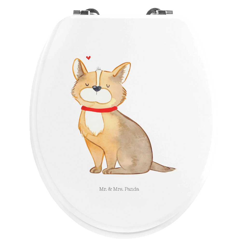 Motiv WC Sitz Hund Glück Klodeckel, Klobrille, WC-Sitz, Toilettendeckel, Toilette, Hund, Hundemotiv, Haustier, Hunderasse, Tierliebhaber, Hundebesitzer, Sprüche, Hundeliebe, Corgie, Hundemama, Spruch, Liebe