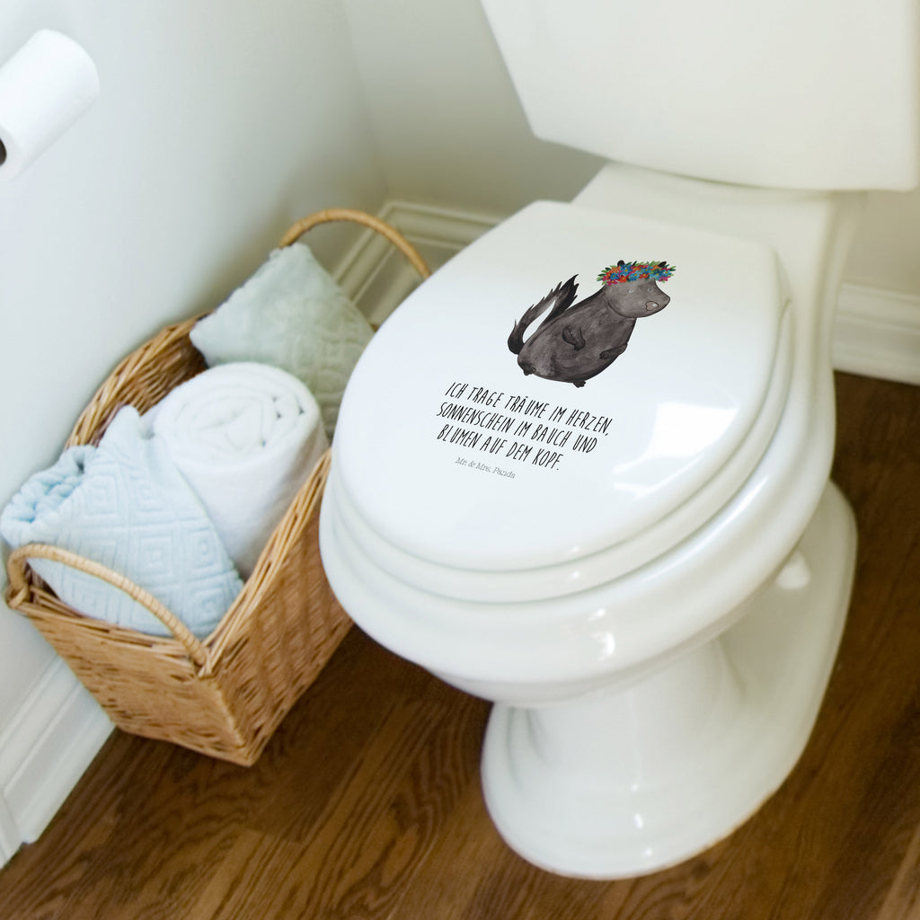 Motif toilet seat skunk Girl toilet seat, toilet cover, toilet, toilet lid, wood, Skunk, Stinky, Namaste, Predator, Stinker, Laugh, Love, Wild animal, Yoga, Live