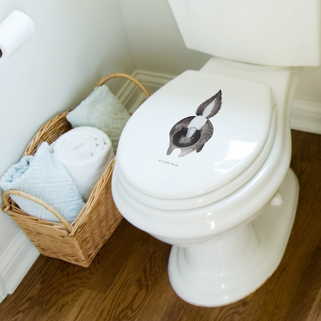 Motif toilet seat skunk attack toilet cover, wood, toilet seat, toilet, toilet lid, Skunk, wild animal, stinky, predator, skunk, angry, threatening, stinker