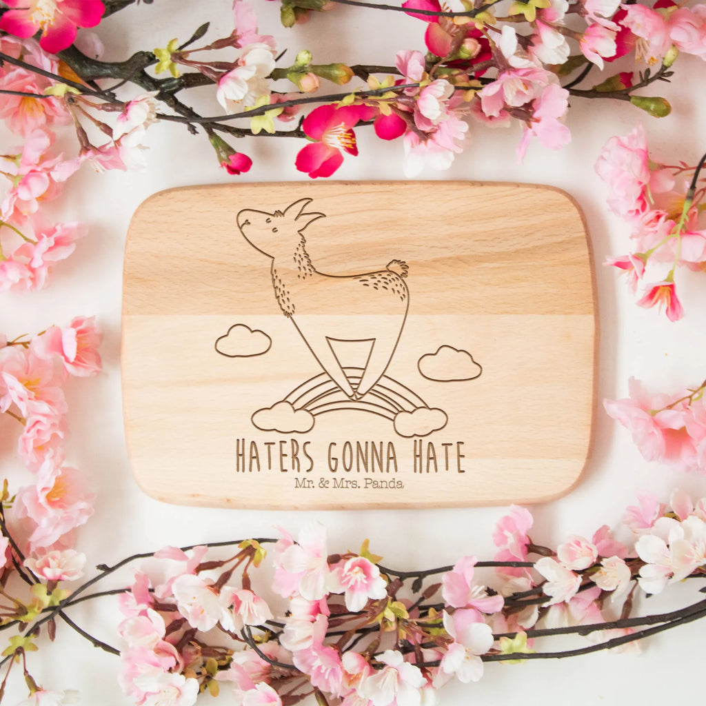 Frühstücksbrett Lama Regenbogen Frühstücksbrettchen, Frühstücksbrett, Holzbrett, Küchenbrett, Schneidebrett, Schneidebrett Holz, Lama, Alpaka, Wolkenland, Selbstständig, Haters, Hobby, Lamas, Regenbogen, Abi, Haters gonna hate, Freiheit, Außenseiter, Schule