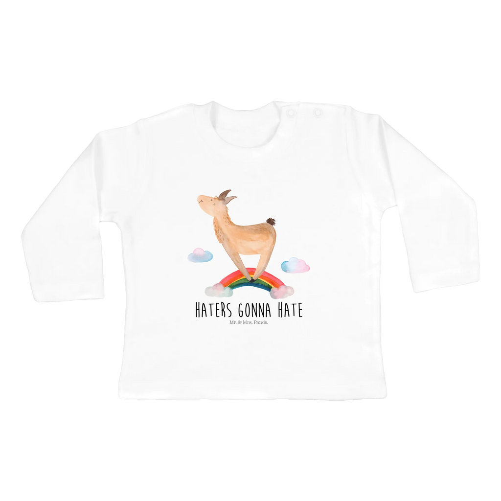 Baby Longsleeve Lama Regenbogen Bio, Langarm, Baby Shower, Kleidung, Alpaka, Lama, Abi, Schule, Wolkenland, Lamas, Haters, Außenseiter, Hobby, Haters Gonna Hate, Selbstständig, Regenbogen, Freiheit