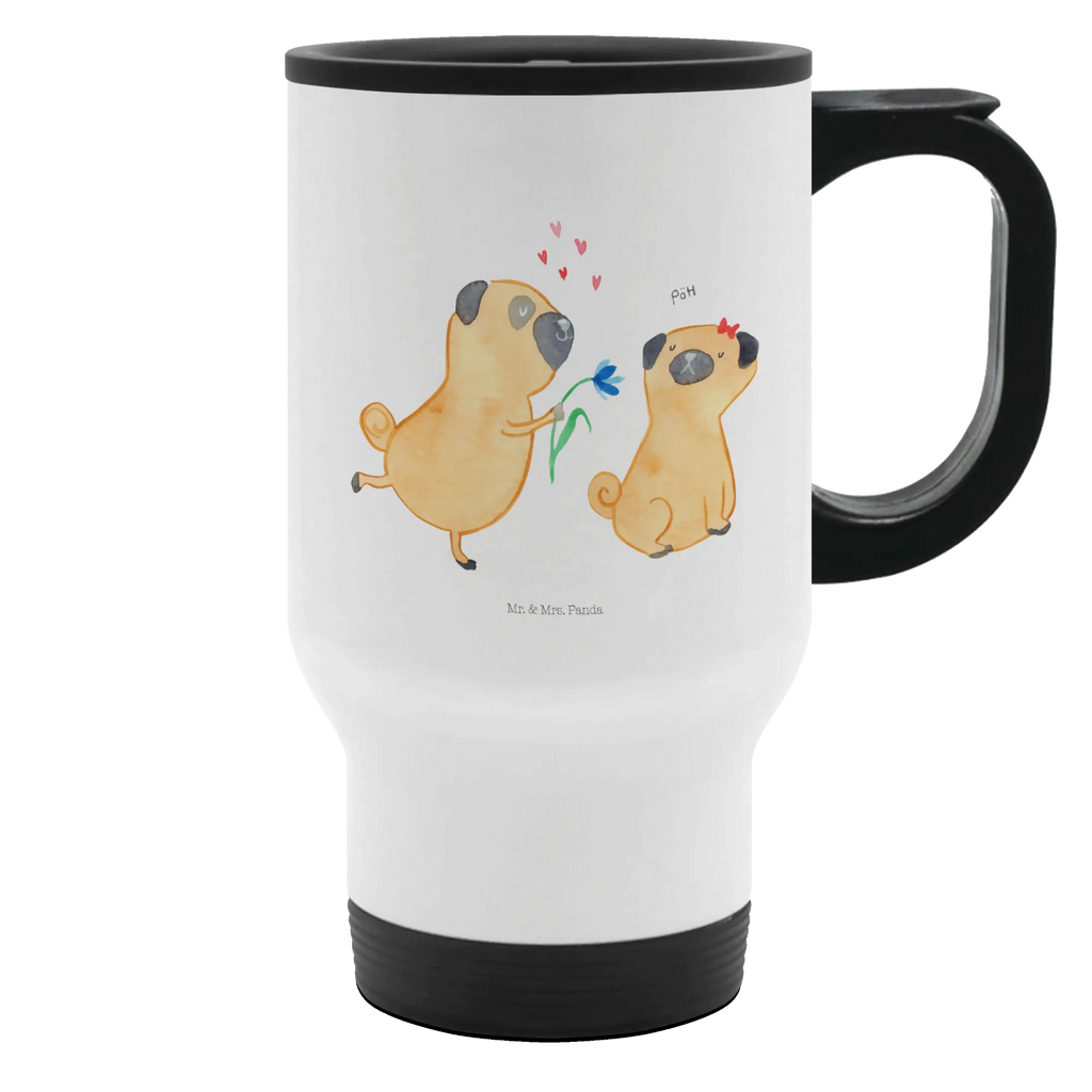 Insulated mug pug In love travel coffee mug, To Go mug, travel mug, Insulated mug, Thermo cup, Coffee mug, Thermo mug, dog, mutt, hound, woof, dog mama, dog breed, love dogs, love for dogs, dog decorative items, bag with dog print, funny gifts for dog owners, what do you give a dog lover, Christmas gifts for dogs, gifts for dogs, dog sayings, Pug, love saying. Engaged, boob, love, gift friend, partner, dog love, in love
