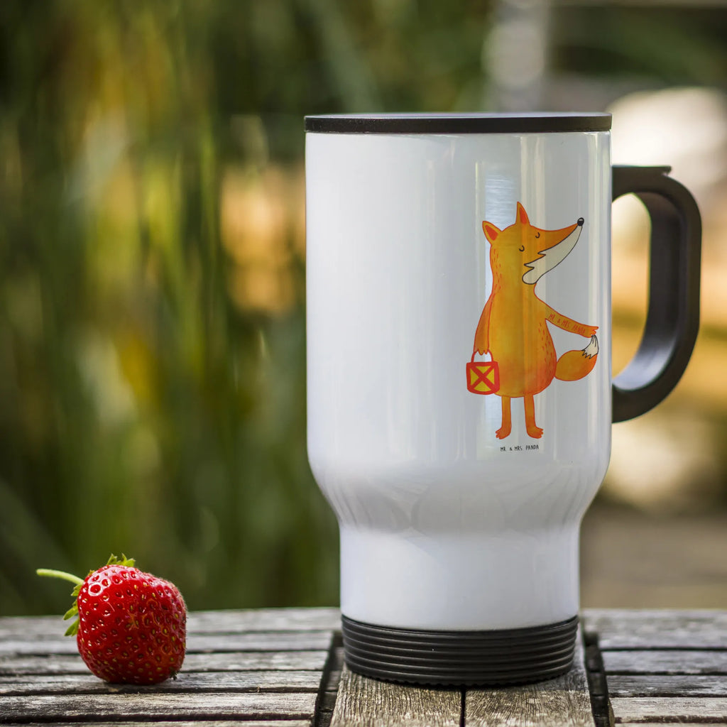 Insulated mug Fox Lantern travel mug, Thermo cup, travel coffee mug, Coffee mug, Insulated mug, Thermo mug, To Go mug, fox, foxes, forest wildlife, clever as a fox, animal lover, Lantern, Foxes, Cheer up, Lovesickness Spell, Saint Martin, Spell comforting, Fox, Lantern parade, Caesar Otto Hugo Flaischlen