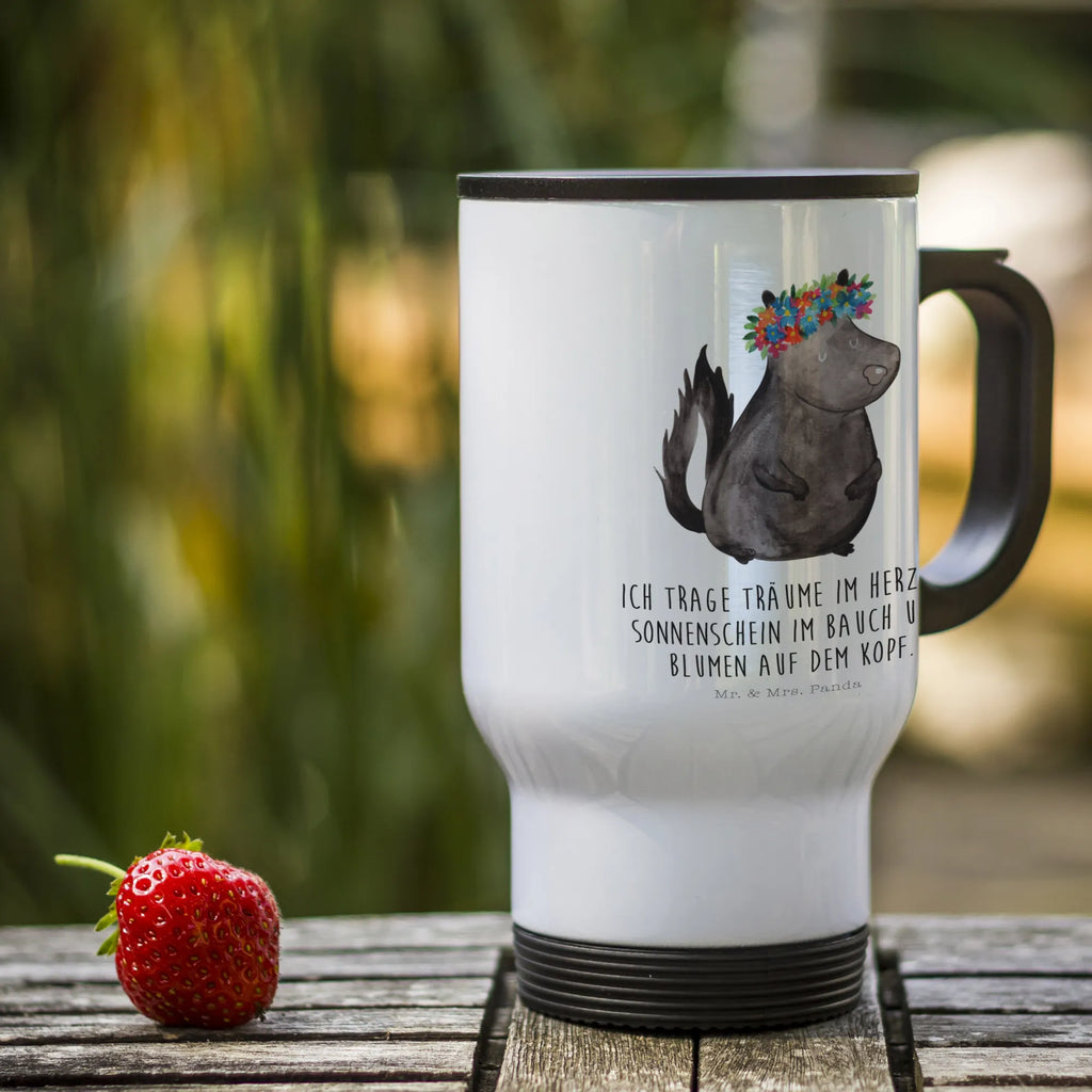 Insulated mug skunk Girl travel mug, travel coffee mug, Thermo cup, Coffee mug, Thermo mug, Insulated mug, To Go mug, Skunk, Wild animal, Stinker, Namaste, Live, Stinky, Laugh, Predator, Love, Yoga