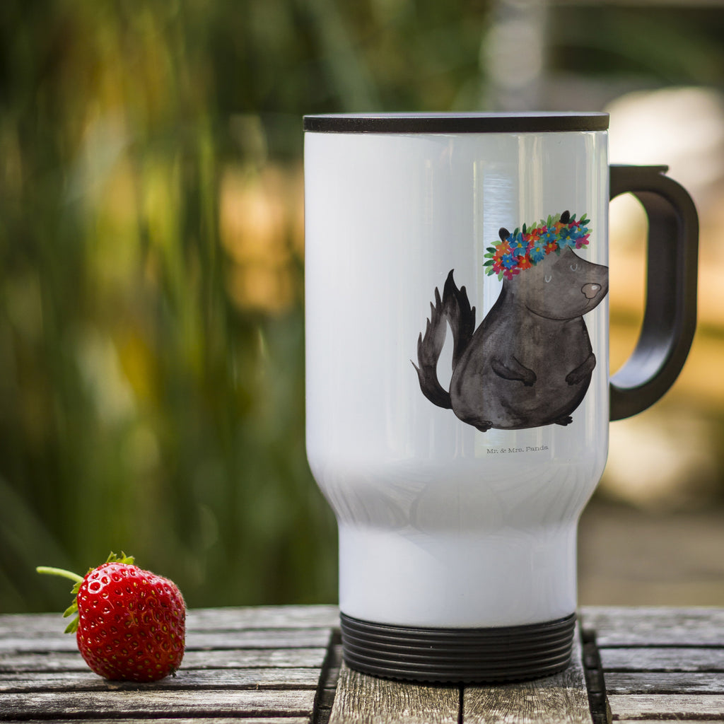 Insulated mug skunk Girl travel mug, travel coffee mug, Thermo cup, Coffee mug, Thermo mug, Insulated mug, To Go mug, Skunk, Wild animal, Stinker, Namaste, Live, Stinky, Laugh, Predator, Love, Yoga
