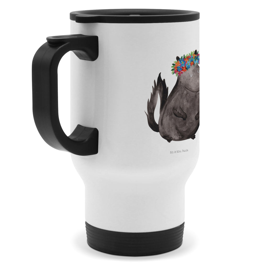 Insulated mug skunk Girl travel mug, travel coffee mug, Thermo cup, Coffee mug, Thermo mug, Insulated mug, To Go mug, Skunk, Wild animal, Stinker, Namaste, Live, Stinky, Laugh, Predator, Love, Yoga