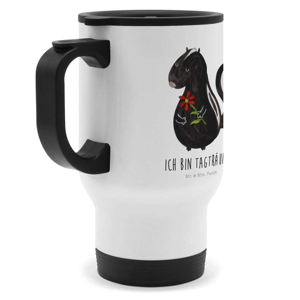 Insulated mug skunk flower travel coffee mug, travel mug, To Go mug, Thermo cup, Thermo mug, Insulated mug, Coffee mug, Skunk, skunk, predator, daydreamer, dreams, dreamy, wild animal, stink, stinker
