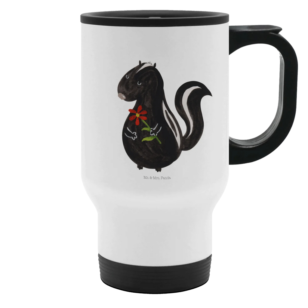 Insulated mug skunk flower travel coffee mug, travel mug, To Go mug, Thermo cup, Thermo mug, Insulated mug, Coffee mug, Skunk, skunk, predator, daydreamer, dreams, dreamy, wild animal, stink, stinker