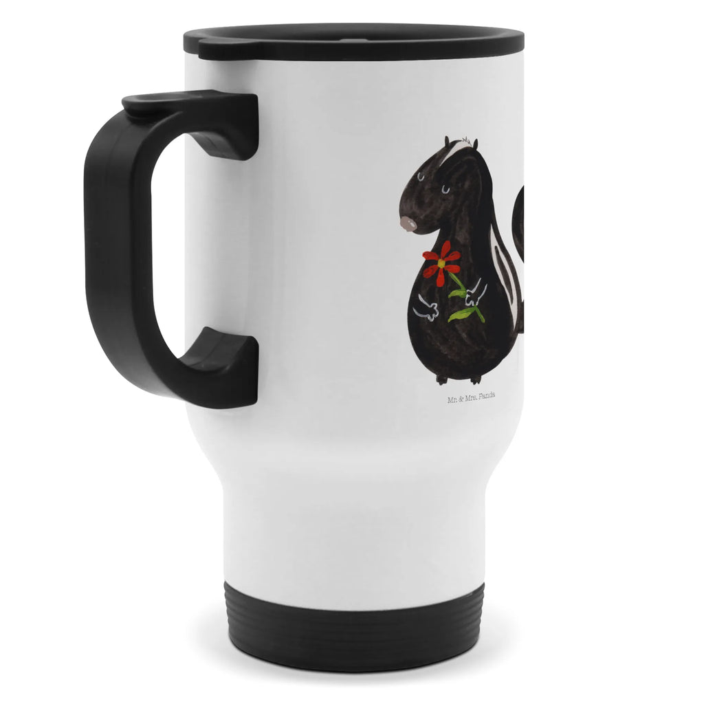 Insulated mug skunk flower travel coffee mug, travel mug, To Go mug, Thermo cup, Thermo mug, Insulated mug, Coffee mug, Skunk, skunk, predator, daydreamer, dreams, dreamy, wild animal, stink, stinker
