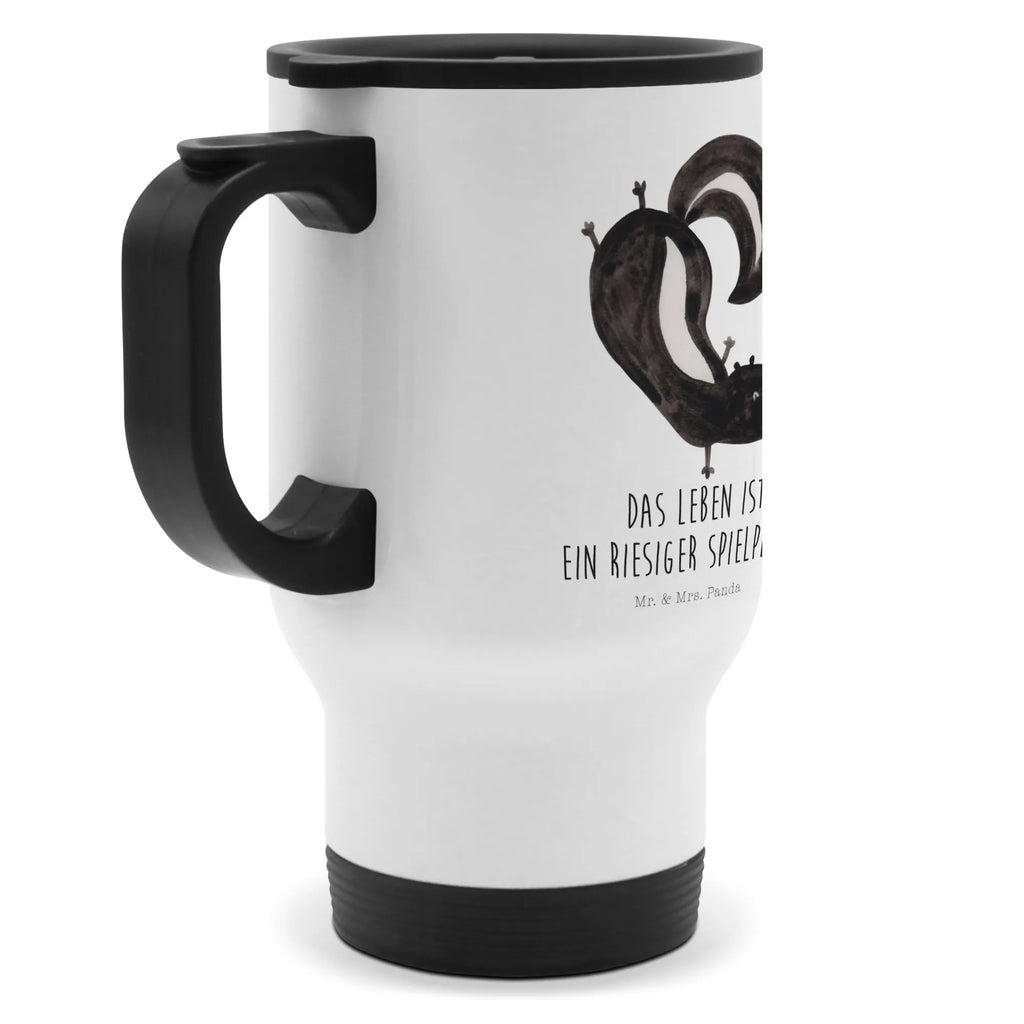 Insulated mug skunk handstand travel mug, travel coffee mug, Thermo mug, Thermo cup, To Go mug, Insulated mug, Coffee mug, Skunk, skunk, wild animal, predator, playground, child, playful, stink