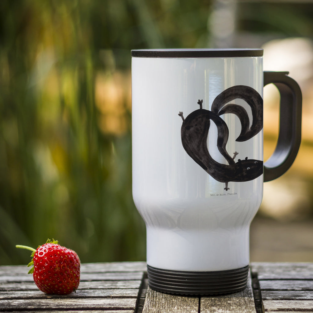 Insulated mug skunk handstand travel mug, travel coffee mug, Thermo mug, Thermo cup, To Go mug, Insulated mug, Coffee mug, Skunk, skunk, wild animal, predator, playground, child, playful, stink