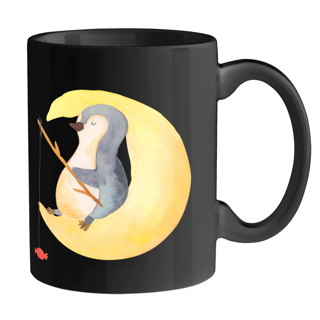 Kubek pingwin księżyc Keramiktasse, Geschenktasse, Tasse, Bürotasse, Teetasse, Tasse mit Zitaten, Tasse mit Motiven, Kaffeetasse, Porzellantasse, Pinguin, Schlafstörungen, Nachtruhe, Gästezimmer, Schlafzimmer, schlafen, Spruch, Pinguine, Einschlafen