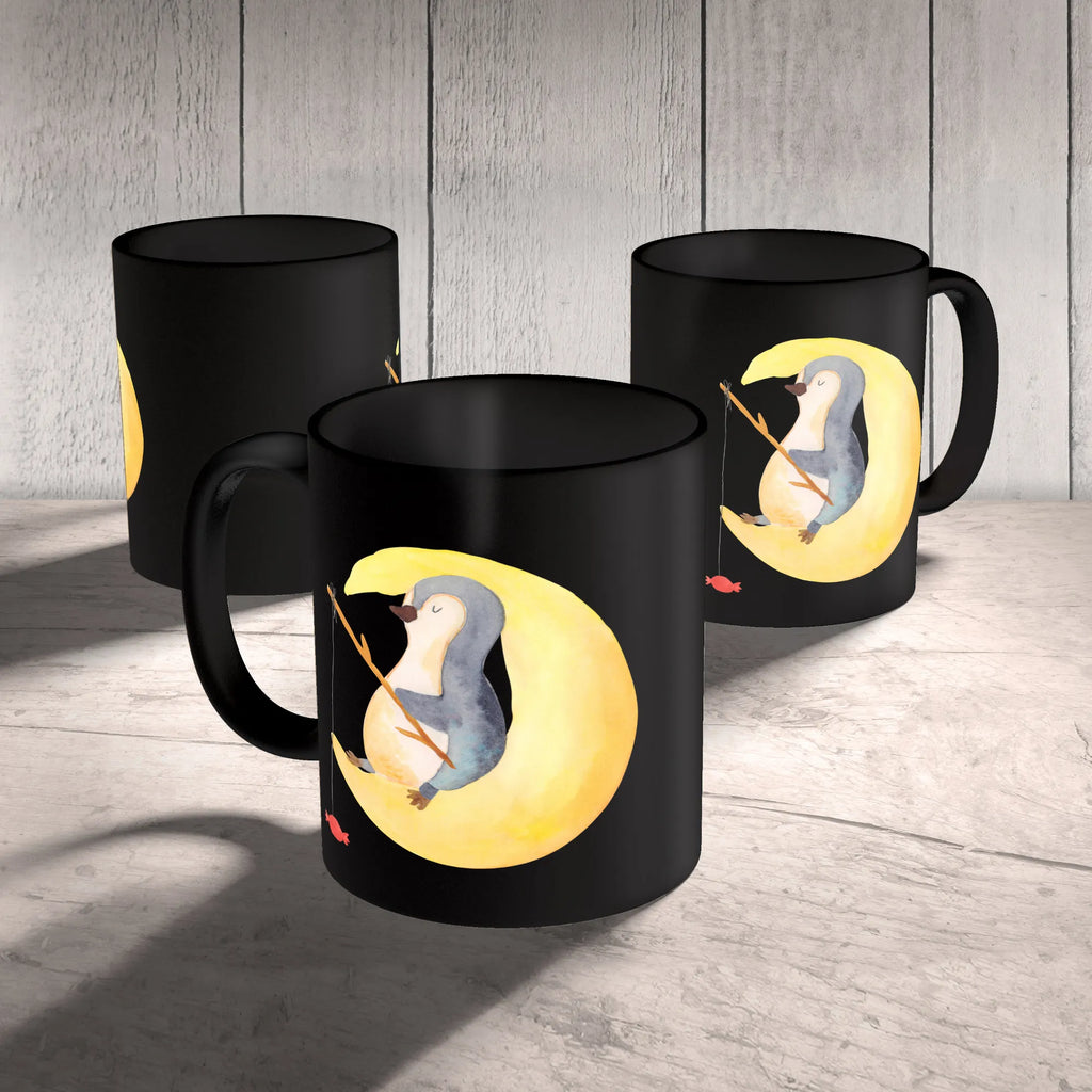 Kubek pingwin księżyc Keramiktasse, Geschenktasse, Tasse, Bürotasse, Teetasse, Tasse mit Zitaten, Tasse mit Motiven, Kaffeetasse, Porzellantasse, Pinguin, Schlafstörungen, Nachtruhe, Gästezimmer, Schlafzimmer, schlafen, Spruch, Pinguine, Einschlafen