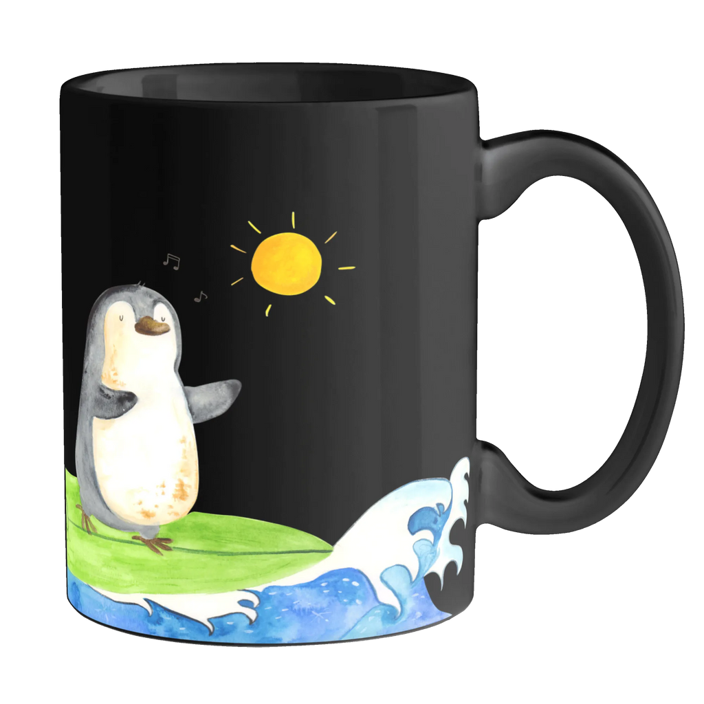 Tasse Pinguin Surfer Tasse mit Motiven, Teetasse, Geschenktasse, Kaffeetasse, Bürotasse, Tasse, Tasse mit Zitaten, Porzellantasse, Keramiktasse, Pinguin, surfen, Portugal, Wellen reiten, Pinguine, Wellen, Hawaii, Urlaub, Surfer