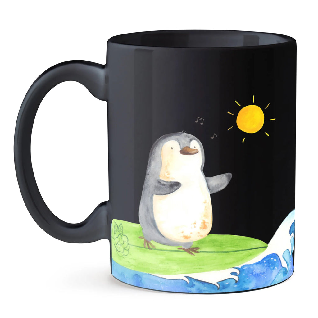 Tasse Pinguin Surfer Tasse mit Motiven, Teetasse, Geschenktasse, Kaffeetasse, Bürotasse, Tasse, Tasse mit Zitaten, Porzellantasse, Keramiktasse, Pinguin, surfen, Portugal, Wellen reiten, Pinguine, Wellen, Hawaii, Urlaub, Surfer
