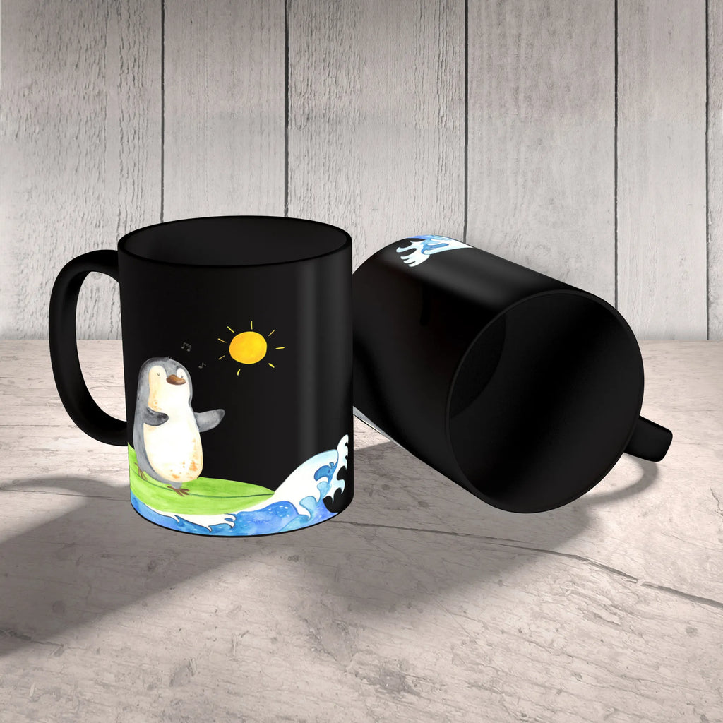 Tasse Pinguin Surfer Tasse mit Motiven, Teetasse, Geschenktasse, Kaffeetasse, Bürotasse, Tasse, Tasse mit Zitaten, Porzellantasse, Keramiktasse, Pinguin, surfen, Portugal, Wellen reiten, Pinguine, Wellen, Hawaii, Urlaub, Surfer