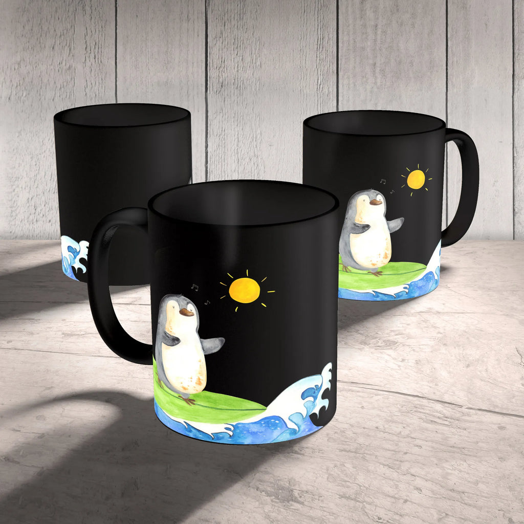 Tasse Pinguin Surfer Tasse mit Motiven, Teetasse, Geschenktasse, Kaffeetasse, Bürotasse, Tasse, Tasse mit Zitaten, Porzellantasse, Keramiktasse, Pinguin, surfen, Portugal, Wellen reiten, Pinguine, Wellen, Hawaii, Urlaub, Surfer