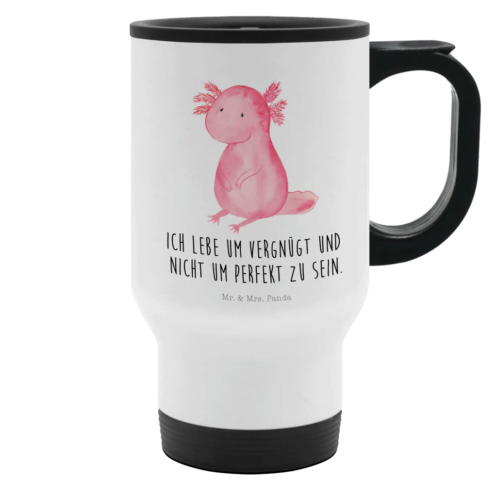 Insulated mug axolotl zero travel coffee mug, travel mug, Thermo cup, Thermo mug, Insulated mug, To Go mug, Coffee mug, Axolotl, Axelotl, marine animals, Mexican walking fish, salamander, worldly wisdom, girlfriend, lifestyle, happy, Axolot, cheerful, contented, wisdom, love