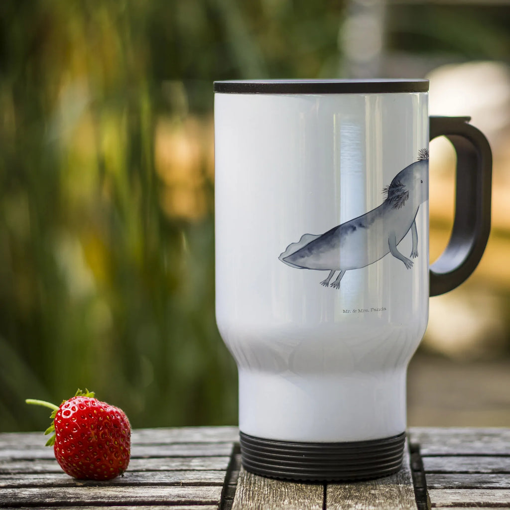Insulated mug axolotl To swim travel coffee mug, travel mug, Insulated mug, Thermo mug, Thermo cup, Coffee mug, To Go mug, Axolotl, Axelotl, marine animals, Mexican walking fish, salamander, solutions, tail, problem, motivation, problems, axolot, amphibians