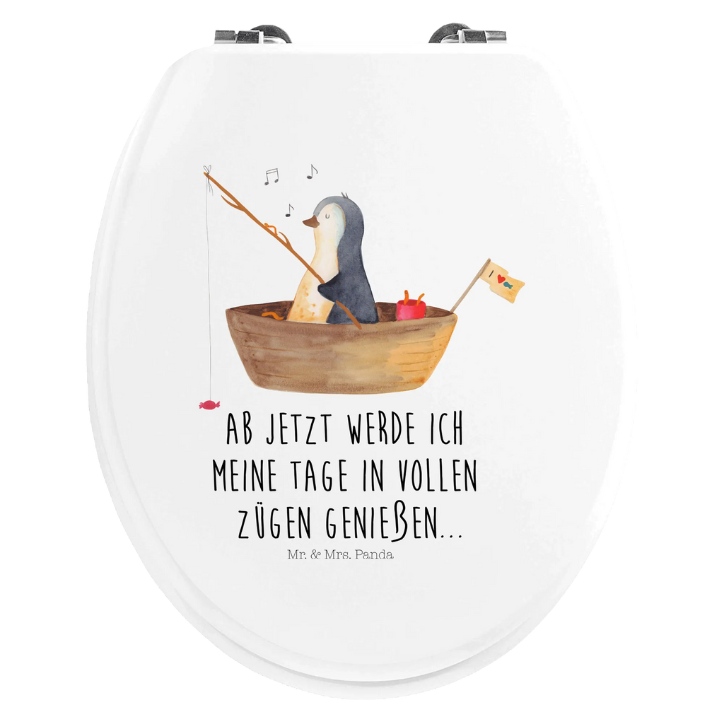Motiv WC deska sedesowa pingwin łódka wędkarska WC-Sitz, Klodeckel, Klobrille, Toilette, Toilettendeckel, Pinguin, Angelboot, Angeln, Pinguine, Geschenkidee Liebeskummer, Neuanfang, Motivation, Scheidung, Lebenslust, Trennung, genießen, Boot, Neustart, Leben
